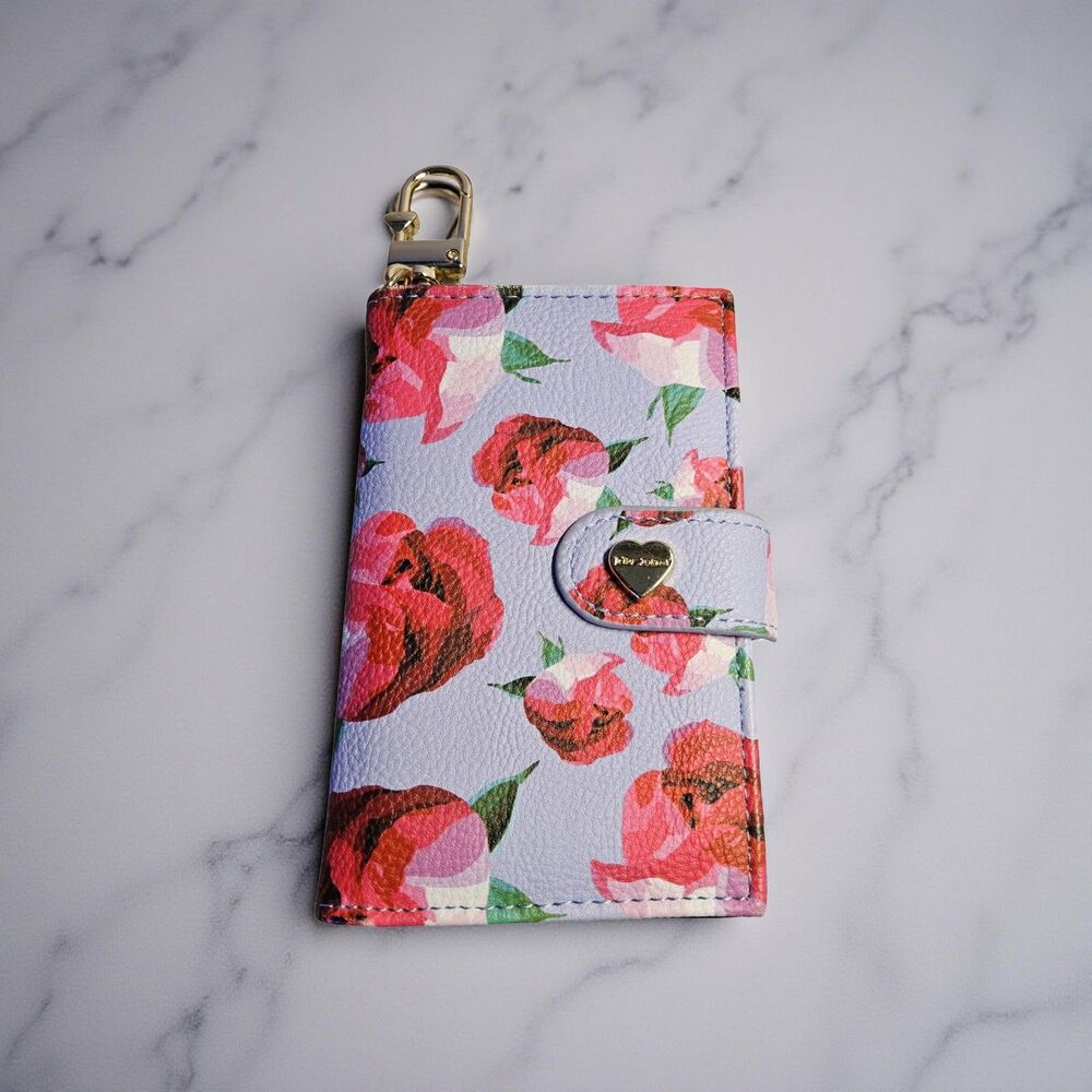 Preloved Betsey Johnson Flap Wallet Lavender  with rose floral pattern